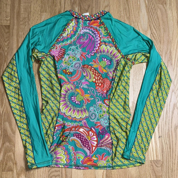 Trina Turk Long Sleeve Crewneck Swim Tee Shirt - Picture 5 of 8